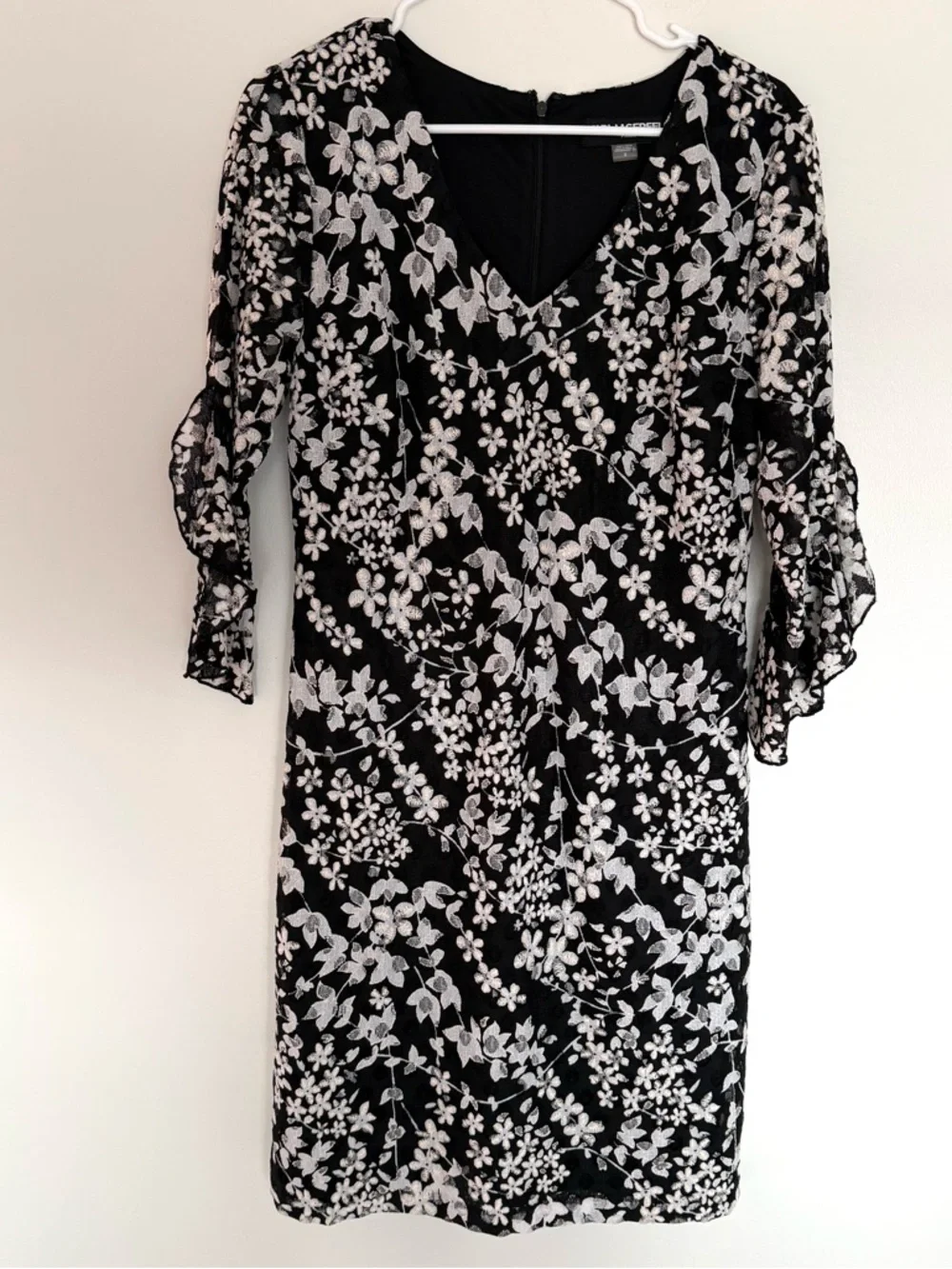Karl Lagerfeld Paris Black and White Floral Lace Dress